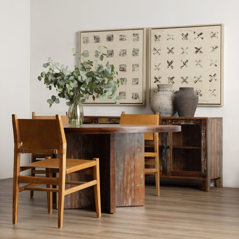 Rossana Genuine Leather Dining Chair, Natural (Set of 2)