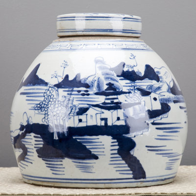 Blue and White Landscape Tea Jar