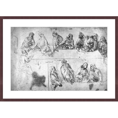 Preparatory drawing for the Last Supper by Leonardo da Vinci -Framed Giclee Print