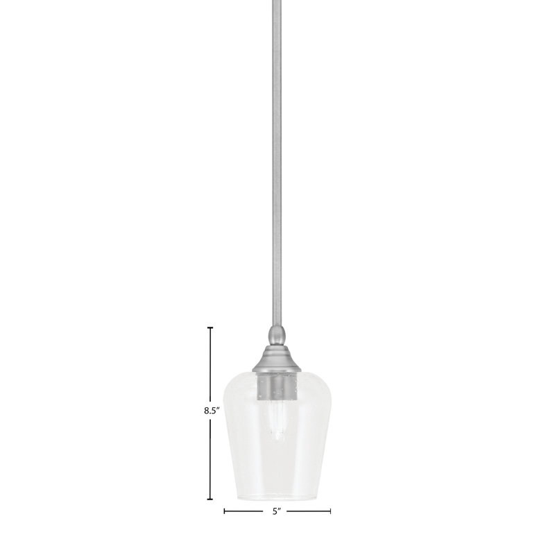 Mini-luminaire suspendu suspendu au fini nickel brossé avec verre transparent de 5 po