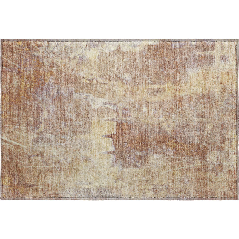 Premium Machine Washable Mayfield AMF2226 Abstract Rug, 1'8" x 2'6", Terracotta