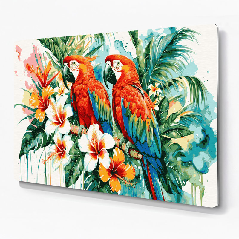 Art mural hawaïen aras brun en métal, 20" H x 24" W