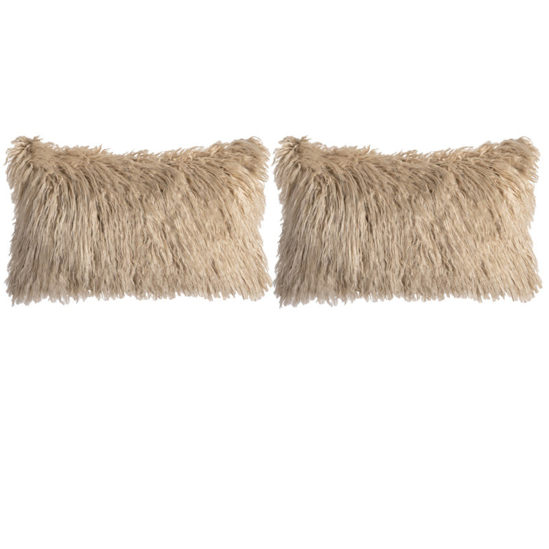 Faux Fur Pattern Faux Fur Throw Pillow Cover Only, Beige, No