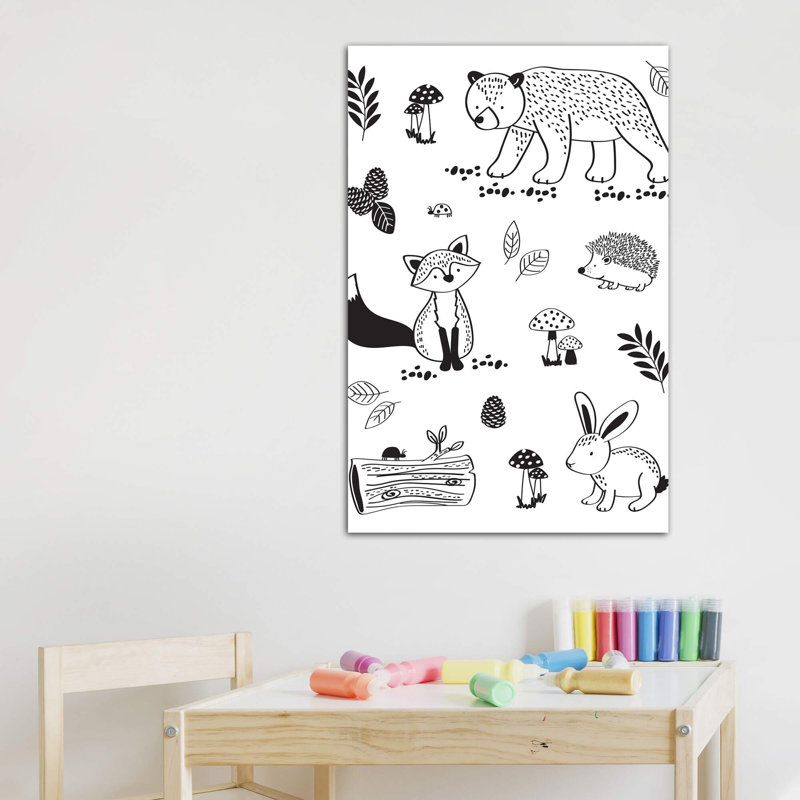 «Juvenile Woodland II» par Lisa White boutons - impression d'art graphique, H 40 po x l 26 po x P 1,5 po, Toile tendue