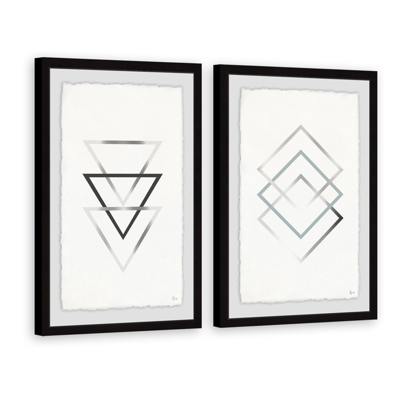 «Three contre Three Diptych» par Eyre Tarney - ensemble de 2 reproductions d'art encadrées, H 36 po x l 24 po x L 1,5 po