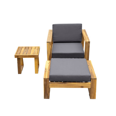 Wood Poolside Lounge Construction - Chair, & Side Table Cushions For A Comfortable Stay Garden Seating Chair With Compact Enjoy Outdoor Life