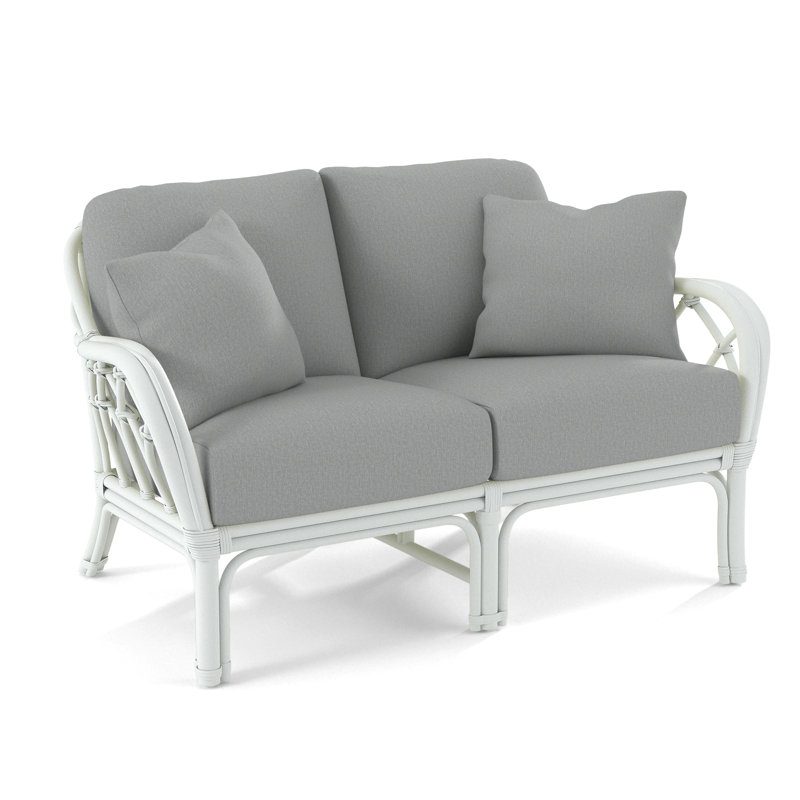 Edgewater Loveseat, Frost White, Light Blue Performance Fabric; 0851-55