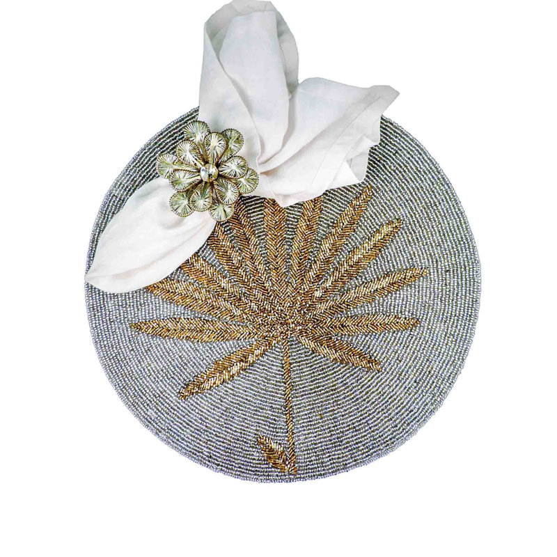 Glass Beads Embroidered Round Placemat