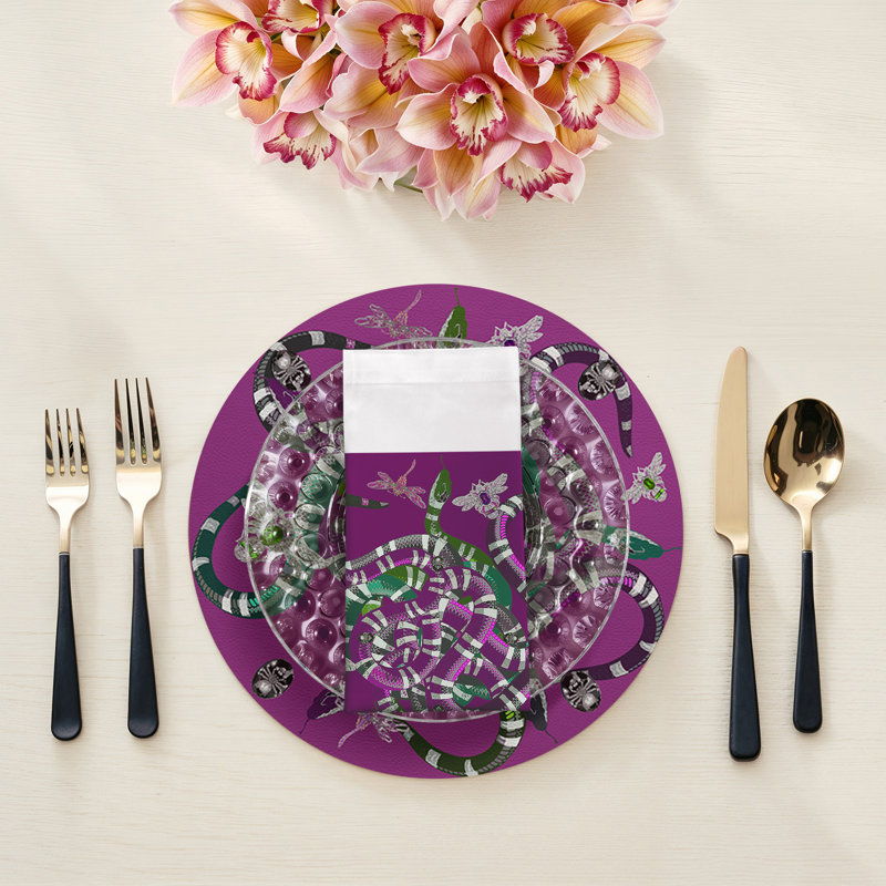Ouroboros Cotton Sateen Dinner Napkins, Purple