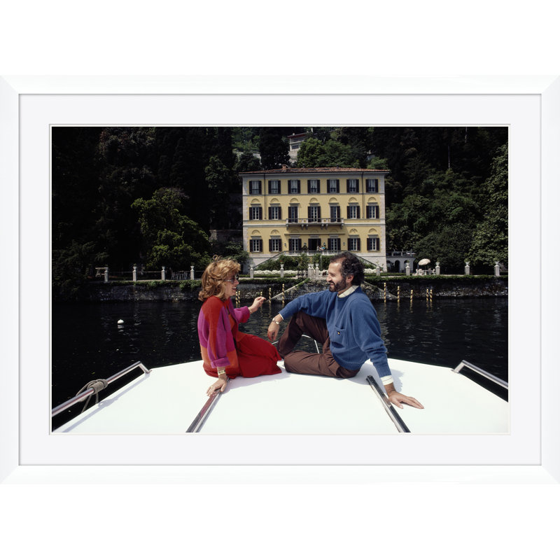 Versace And Spagnol Print by Slim Aarons, White Single Picture Framed, 43.5" H x 59.5" W x 1.5" D