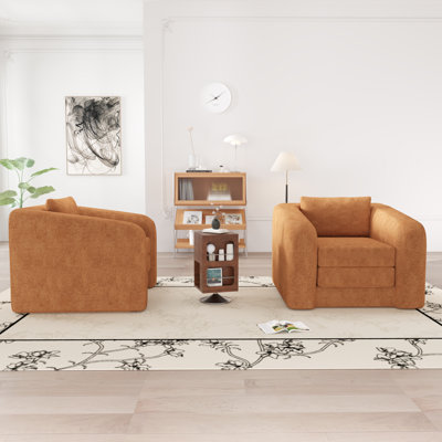 Canapé-lit pliant, canapé rembourré en chenille moderne - fauteuil d'appoint confortable, aucun assemblage requis (ensemble de 2)