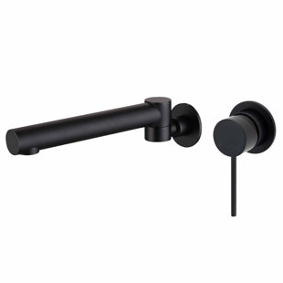 KYLINS Matte Black Swivel Wall Basin Tap Set Round Mono Bathtub Sink Vanity Mixer Tap Faucet Spout Filler
