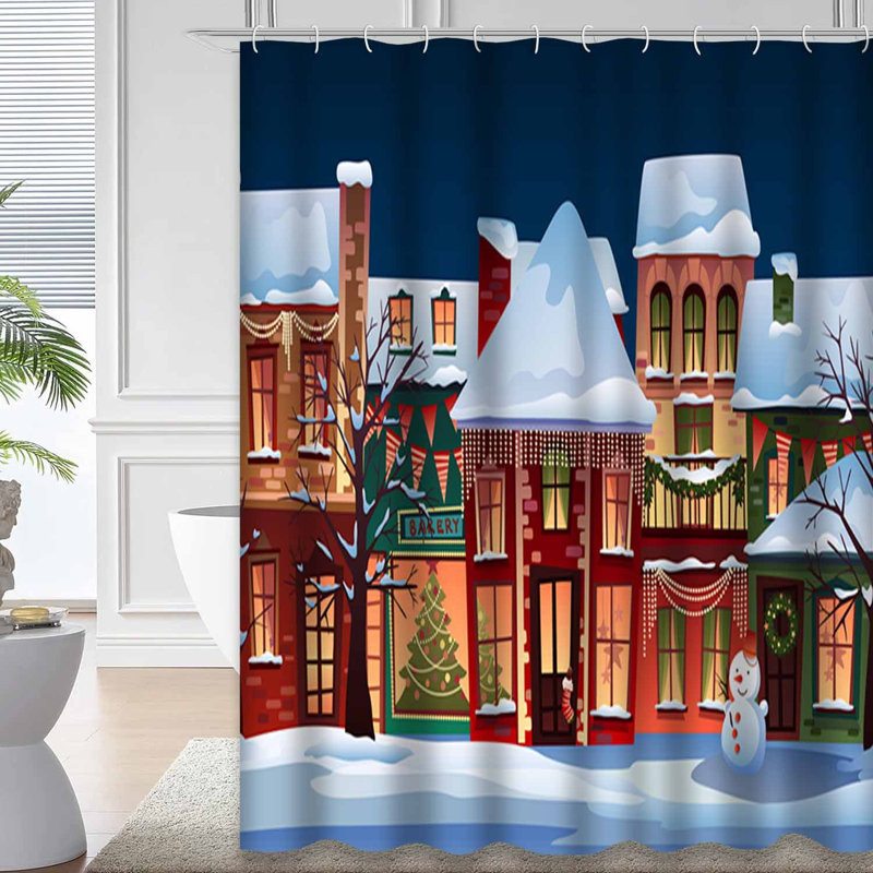Rideau de douche Winter Christmas, L 72 po x l 84 po