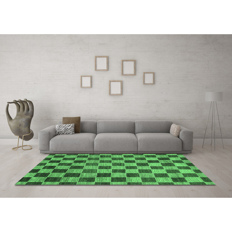 Washable Checkered Indoor Rug, Round 5'