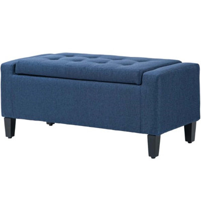 Versatile Storage Ottoman Bench With Lift Top, Upholstered In Linen-Feel Fabric And Sturdy Rubberwood Legs For Entryway