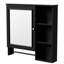 Armoire de salle de bain avec miroir, finition noire, 5 tablettes réglables et plus, grande porte murale élégante, 3 niveaux ouverts, matériau-109061540