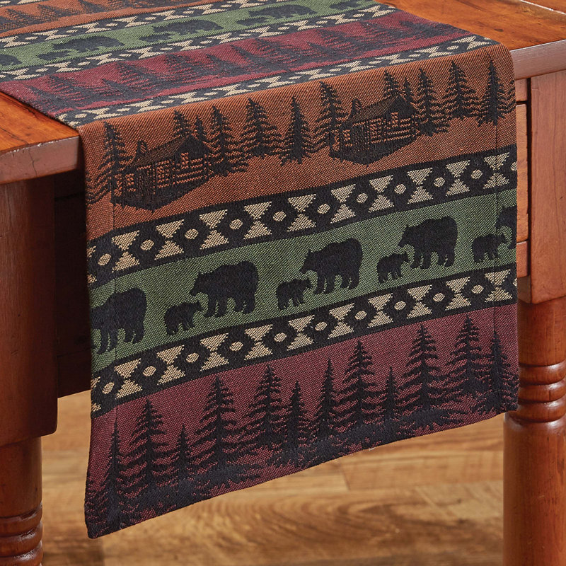 Chemin de table Millwood Pines Mountain Bear - L 54 po, 36 po x 13 po