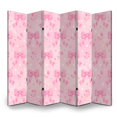 Cloison pliante à 6 panneaux avec paravent floral rose pastel séparateur de pièce autoportant