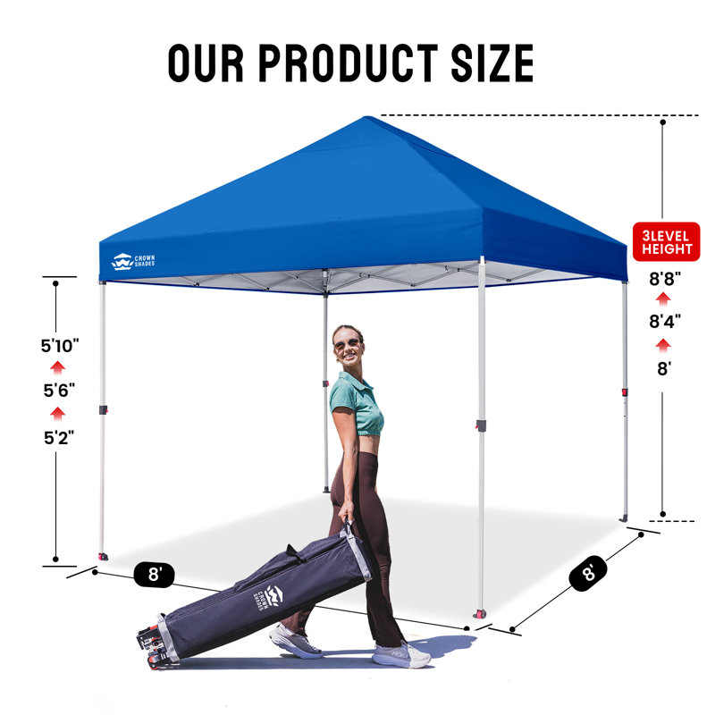 8 Ft. W x 8 Ft. D Instant Pop Up Canopy Tent with One Push Setup, Blue