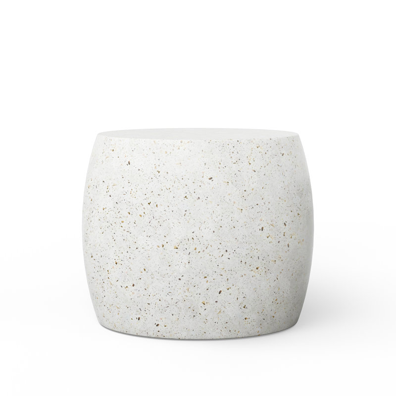 Quigley Concrete Top End Table, Ivory Terrazo