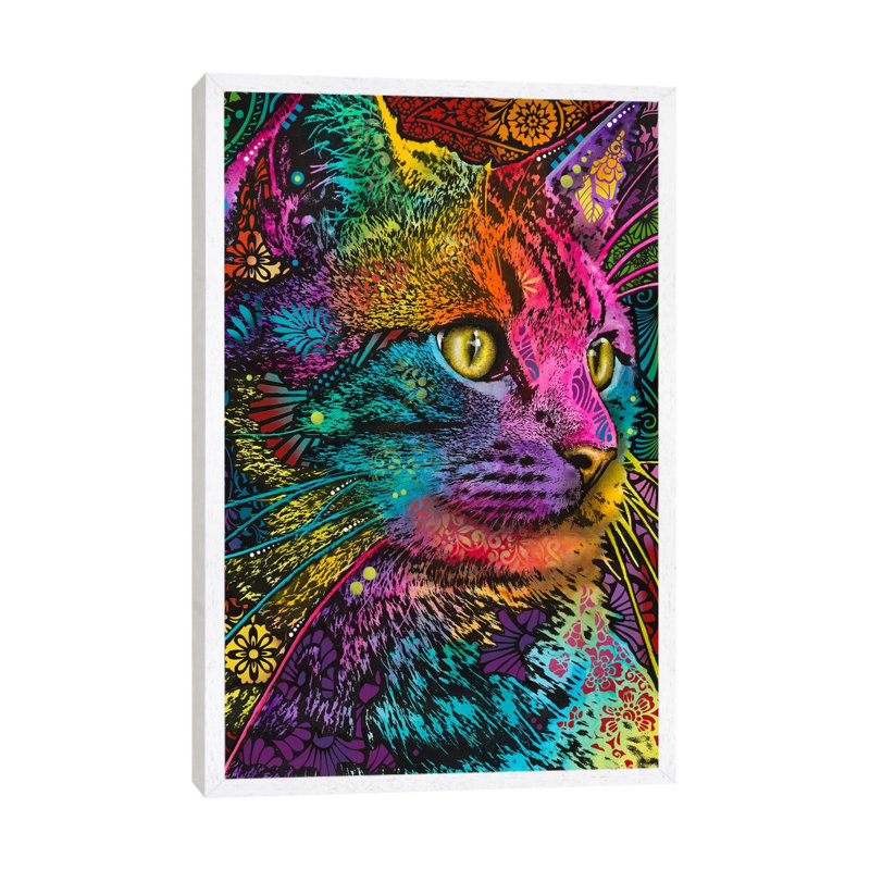 Felis by Dean Russo - Painting on Canvas, 66.04 cm H x 45.72 cm W, White Framed