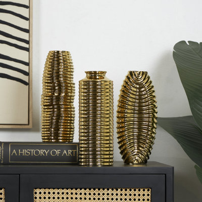 Ensemble de vases décoratifs côtelés avec formes variées Elleigh