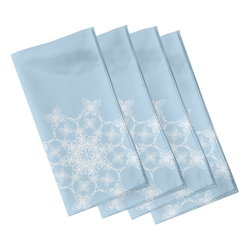 Polyester Geometric Square Napkin, Light Blue