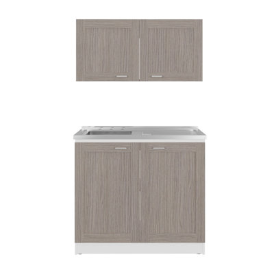 Ensemble de meubles de cuisine Ashura 39,3 po L en bois fabriqué, comprenant un meuble sous-évier et un meuble haut.