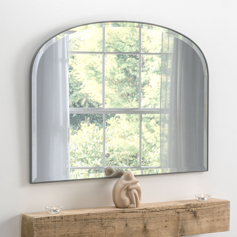 Drumourne Simple Arched Overmantle Mirror, Dark Grey