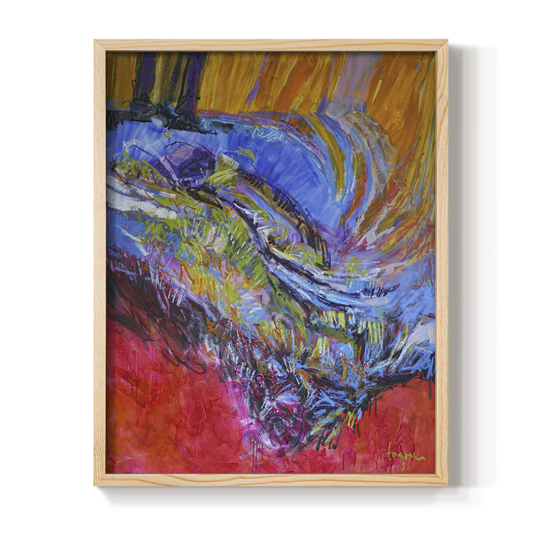 Vibrant Flow II Framed Print - Solid Wood, 21" H x 17" W