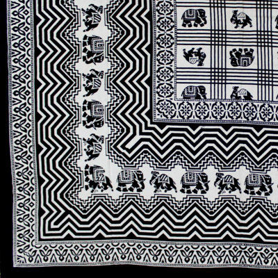Couvre-lit / couvre-lit 100% coton noir Elephant