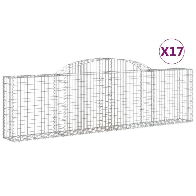 Briceida Silver Galvanised Iron Gabion Baskets, 100cm H x 300cm W x 30cm D