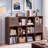 47" W Cube Storage Shelf with 12 Cubes & 2 Fabric Drawers, Rustic Wood Walnut Bookcase & Display Cabinet for Study, Bedroom, Living Room & Office, Individual-1681185197-1681185196-1681185201