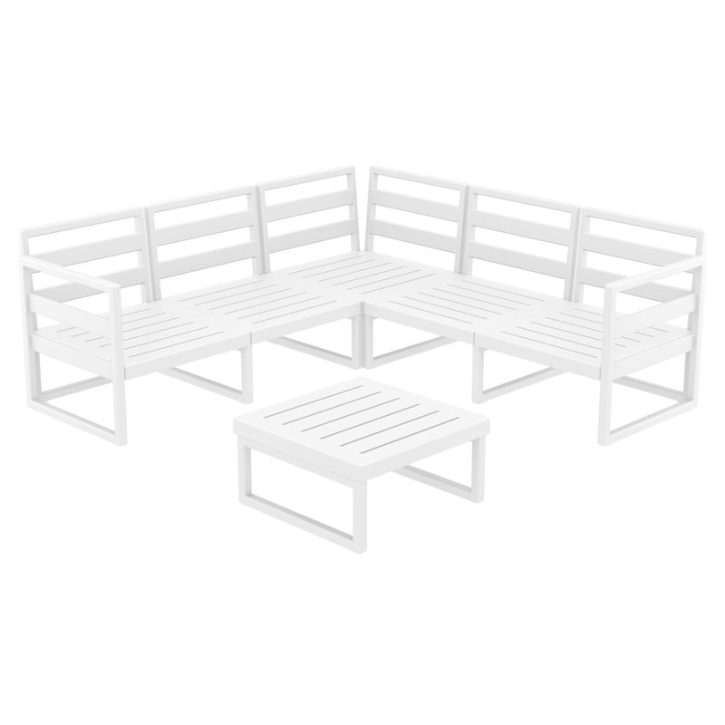 Ensemble de conversation modulaire avec coussins 2 pièces Lane, Blanc, Toile lin Sunbrella®