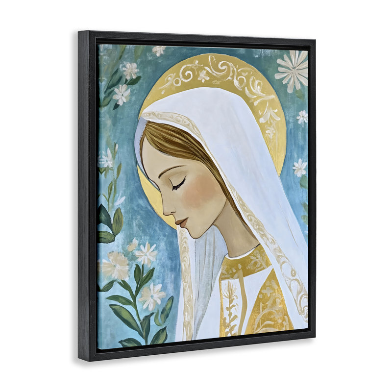 Cadre flottant Blessed Mary Portrait, design par Franklyn Gregory, Cadre flottant noir de jais, H 21 po x l 17 po