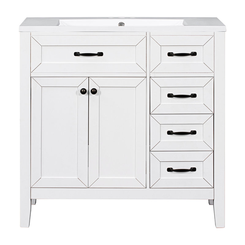 Meuble-lavabo sur pied simple 35,98 po Millstead, Blanc