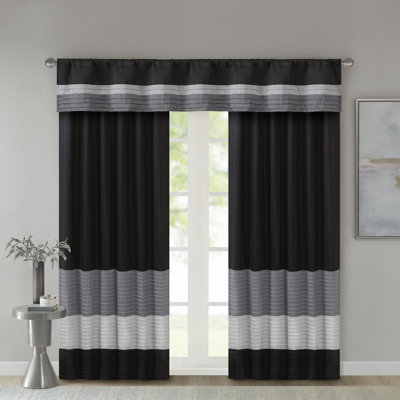 Amherst Black Pintuck Single 50x18" Window Valance