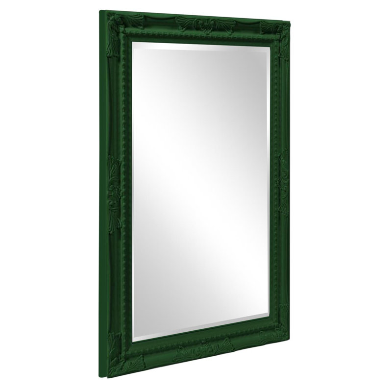 Solid Wood Rectangle Mirror, Glossy Hunter Green