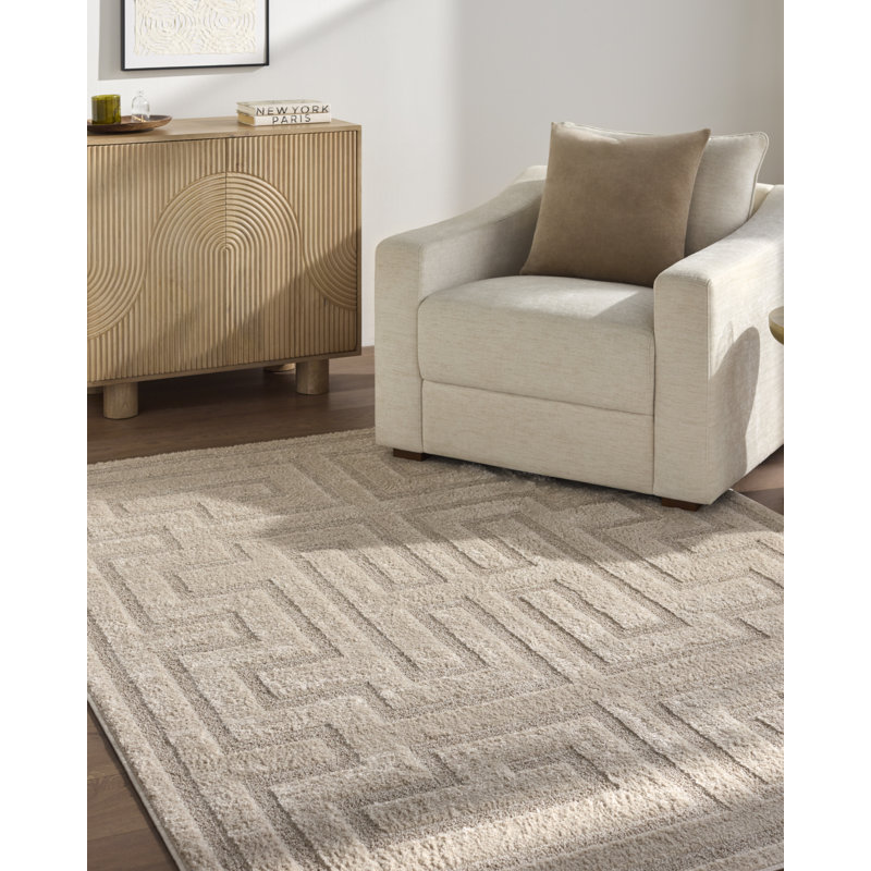 Tapis tissé à la machine Rachel Zoe X Livabliss The Studio, Beige, Rectangle 7 pi 1 po x 10 pi