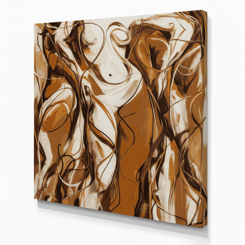 Art abstrait abstrait sur toile brune, H 12 po x l 12 po