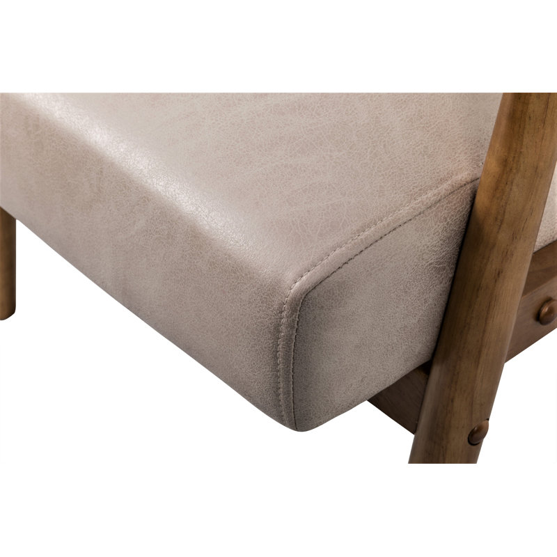 25.38'' Wide Wood Frame Armchair,  Microfibre beige incorrecte