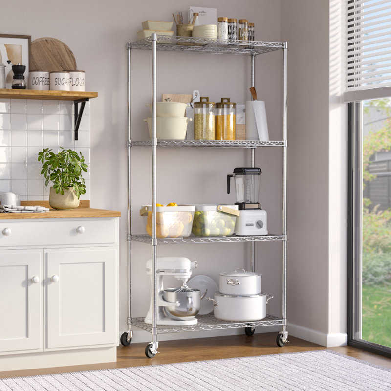 Étagère à 4 niveaux en chrome de qualité commerciale NSF, 36 po x 18 po x 72 po