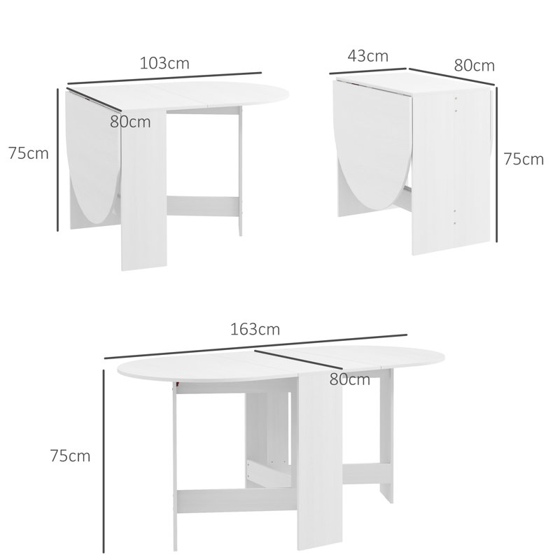 HOMCOM Folding Dining Table Drop Leaf Small Spaces, White