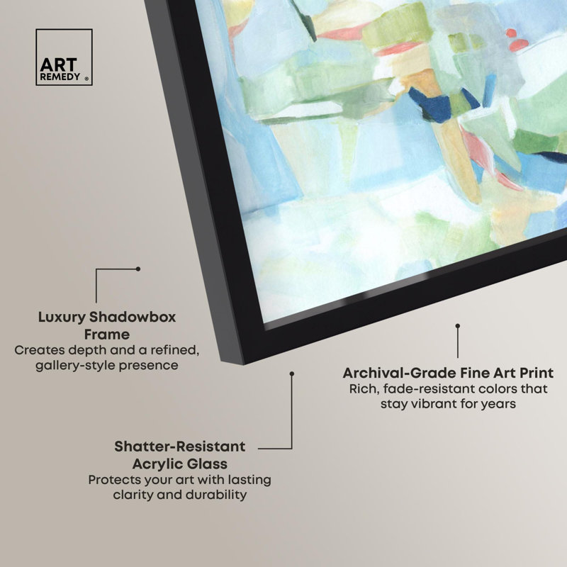 Décoration murale d'été Tranquil Blues Shadowbox par Art Remedy, H 21 po x l 21 po, Noir