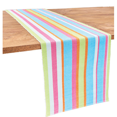 Vincenza Key Lime Stripe Cotton Table Runner