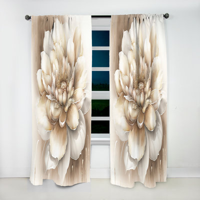 Rideau simple occultant à motif floral simple beige II