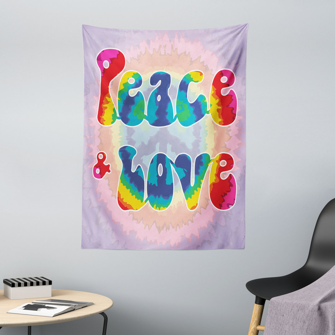 Peace Love Tie Dye Effekt Wandteppich