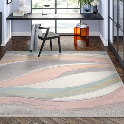 Walker Checkered Pink/Cream Shag Area Rug