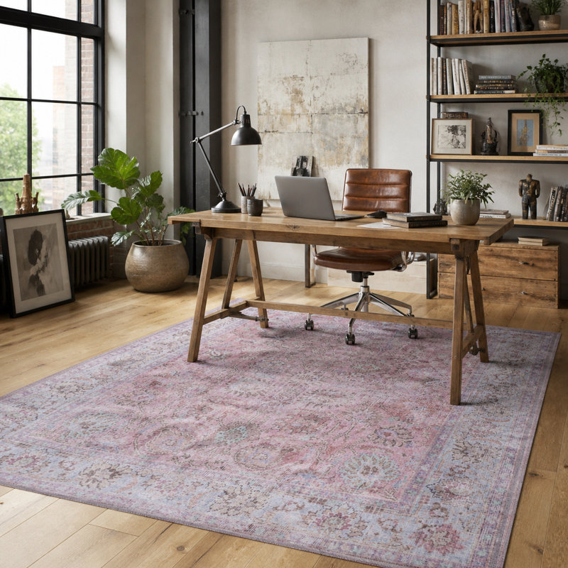 Vintage Look Cotton and Chenille Flatweave Area Rug, 160 cm round