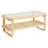 Rattan Coffee Table, Rectangle Rattan Woven Wood Mid Century Coffee Table with Tempered Glass Top, 45-Inch Modern Boho Storage Coffee Table with Natural Wood Legs, for Living Room, Bedroom & Small Spaces